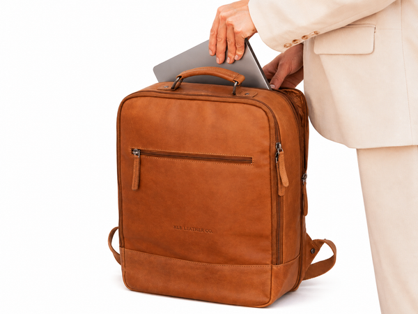 Leather Travel Backpack Cognac Jamaica