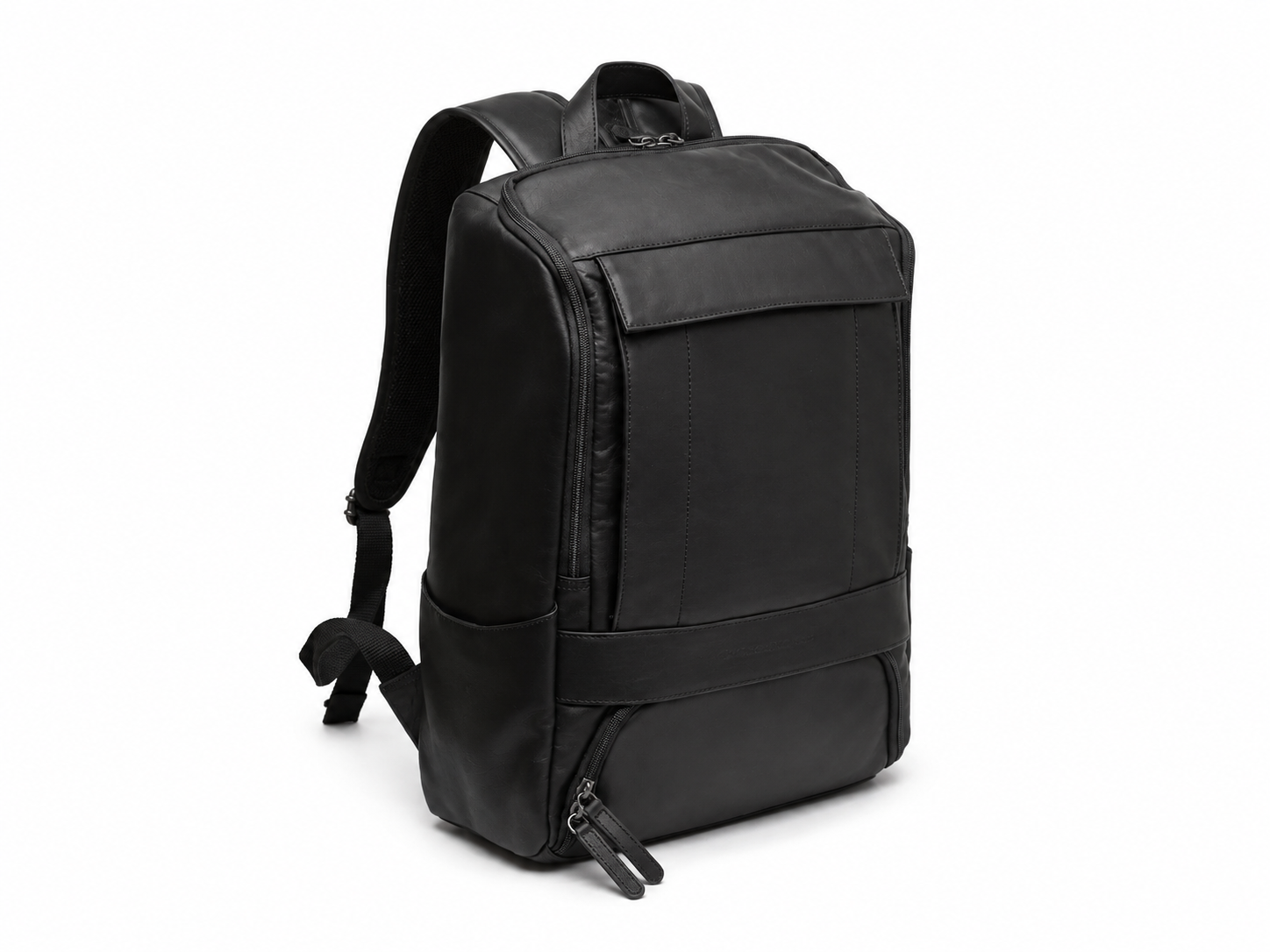 Leather Laptop Backpack Black Rich
