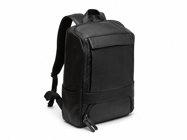 Leather Laptop Backpack Black Rich