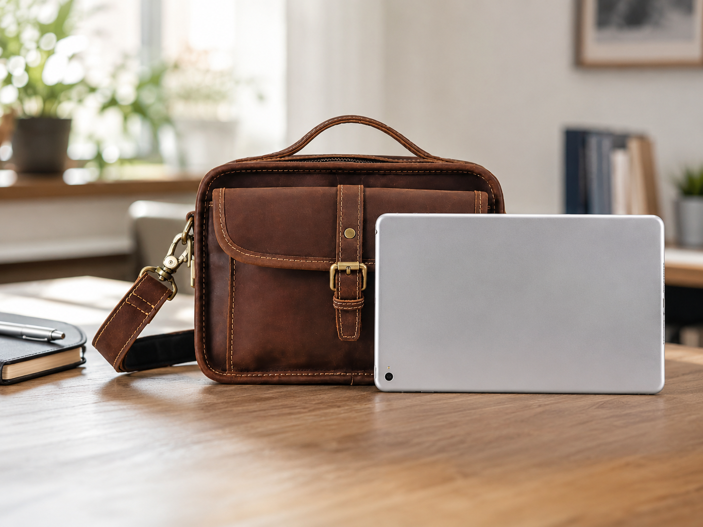 Vintage Full-Grain Leather Small Crossbody Satchel