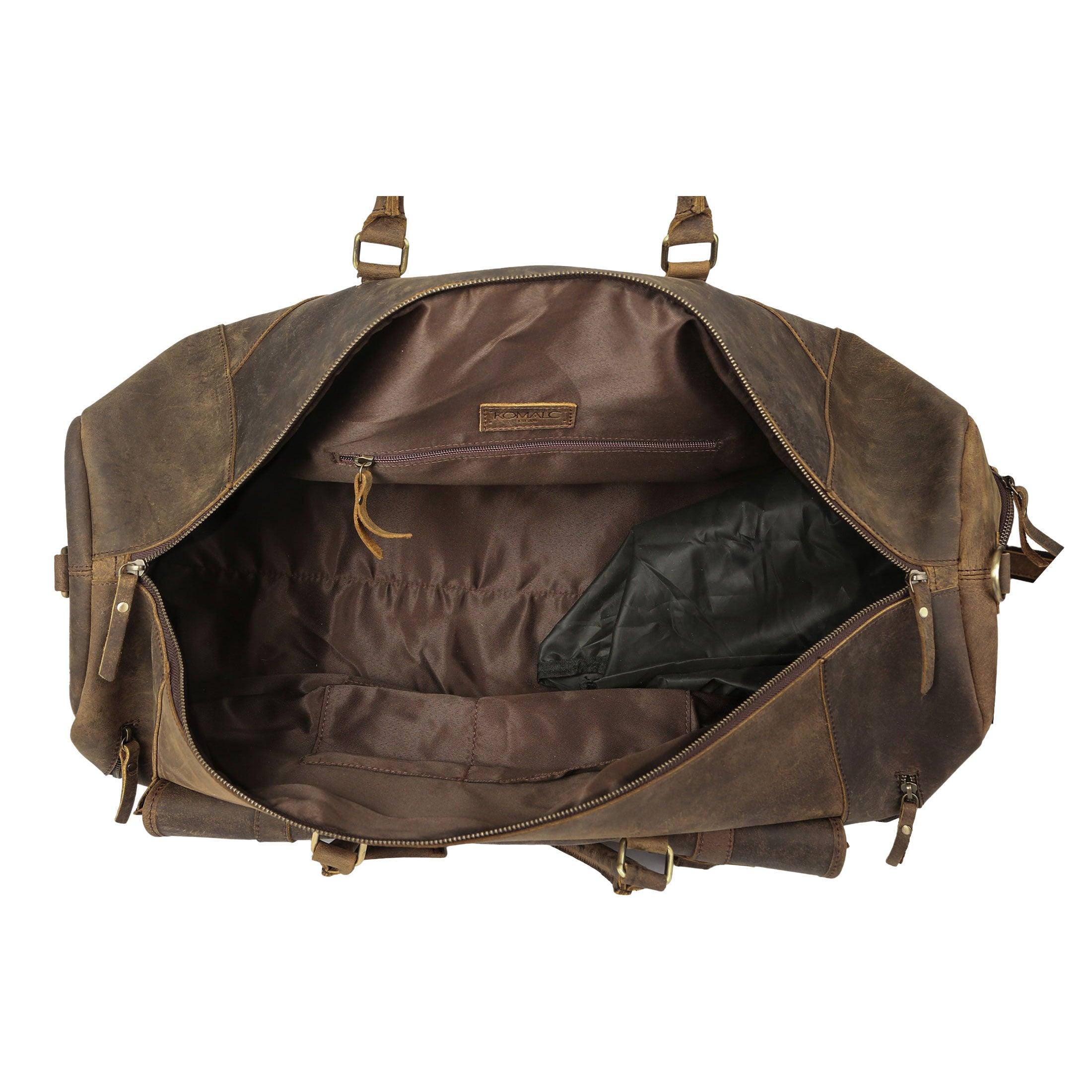 Leather 24-Inch Duffel Bag with Shoe Compartment - Full Grain Travel, Sports, Gym, and Weekend Bag