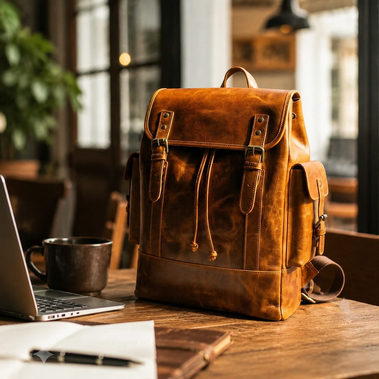 Earthen Leather Laptop Backpack, Luxury Leather