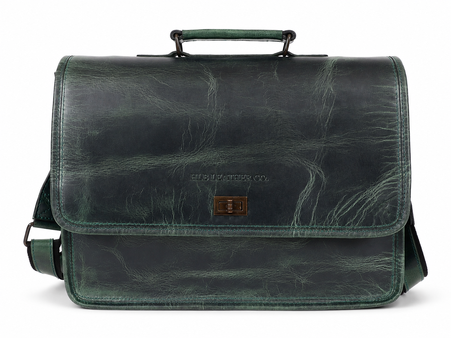 Parker Green Full-Grain Buffalo Leather Messenger Bag – Men's Work & Laptop Satchel
