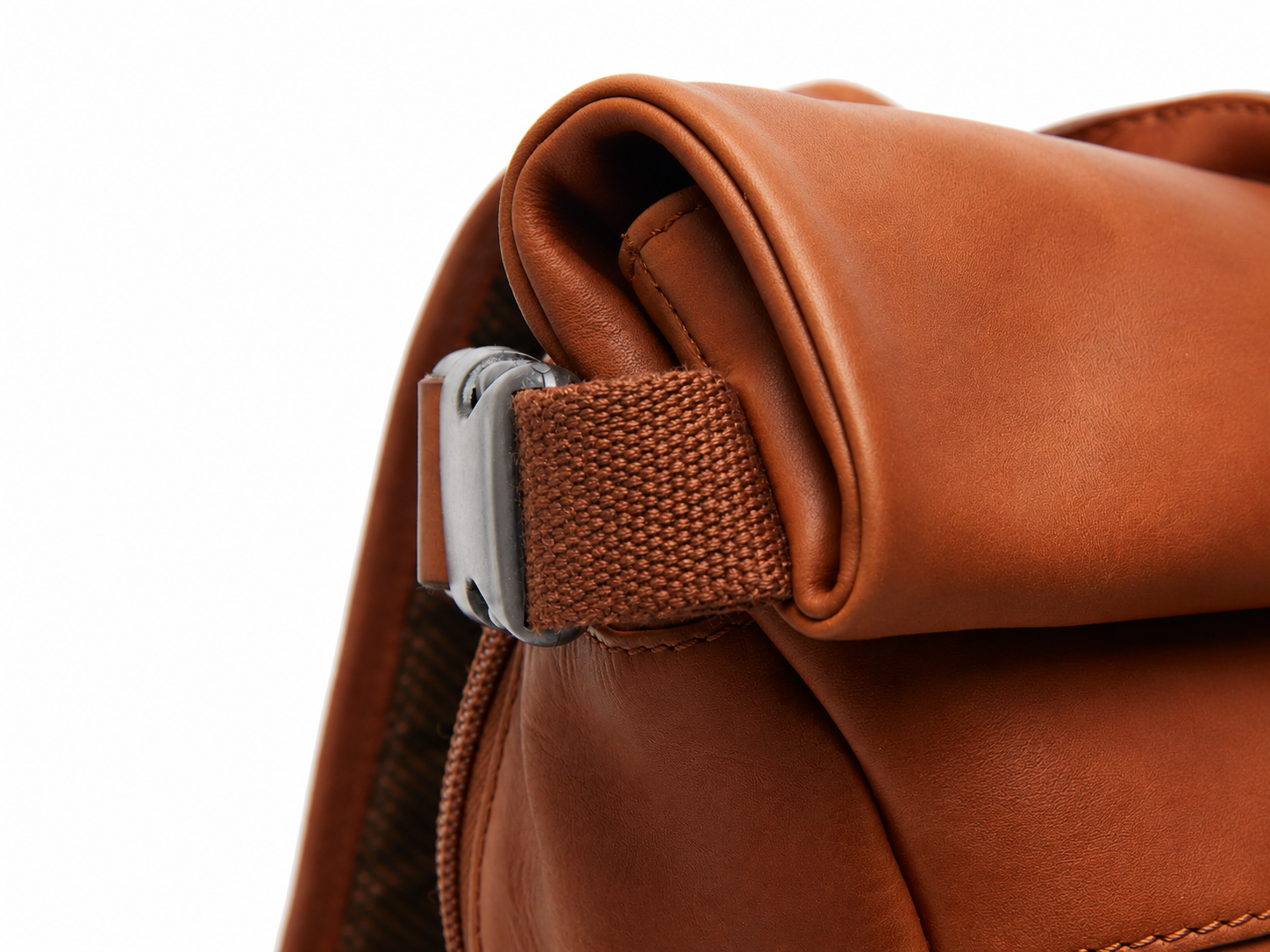 Leather Roll-top Backpack Cognac Mazara