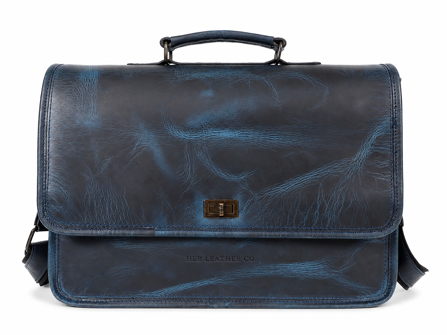Parker Blue Full-Grain Buffalo Leather Messenger Bag – Men's Work & Laptop Satchel