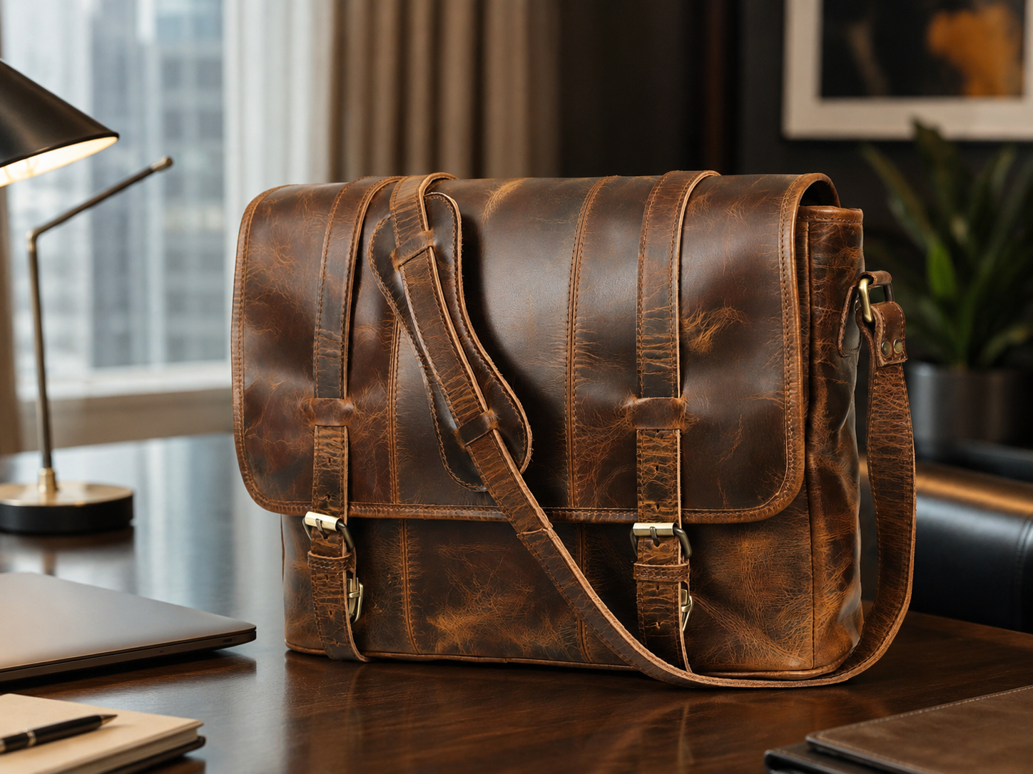 Carter Men's Buffalo Leather Messenger Bag – Vintage Work & Everyday Satchel