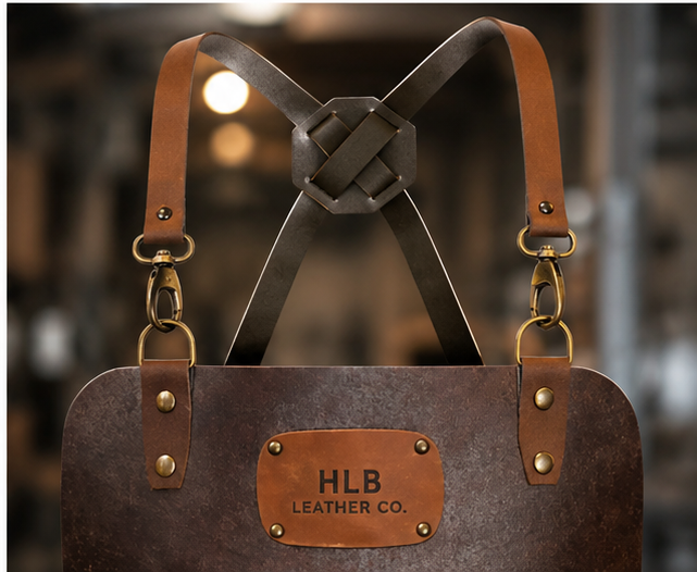 Rustic Leather X-Strap Work Apron