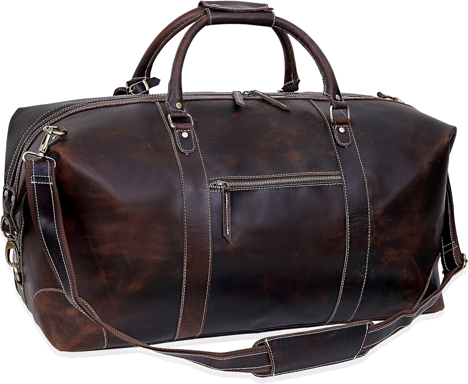 The Voyager Buffalo Leather Travel Duffel - Retro Brown