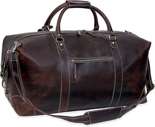 The Voyager Buffalo Leather Travel Duffel - Retro Brown