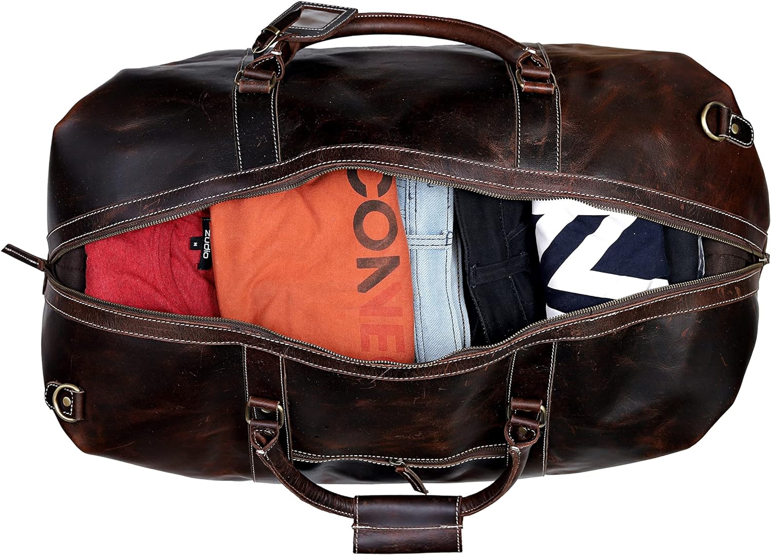 The Voyager Buffalo Leather Travel Duffel - Retro Brown