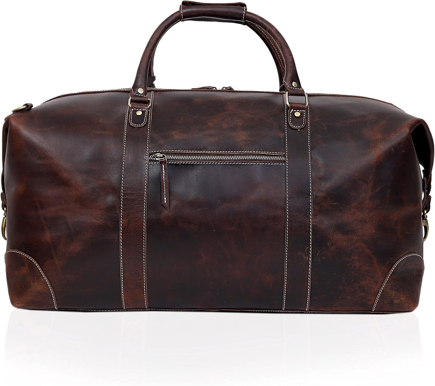 The Voyager Buffalo Leather Travel Duffel - Retro Brown
