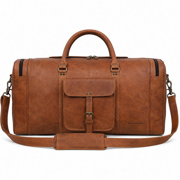 Leather Duffel Bag 28-Inch Large Travel Bag - Gym, Sports, Overnight, and Weekender Bag (Brown)