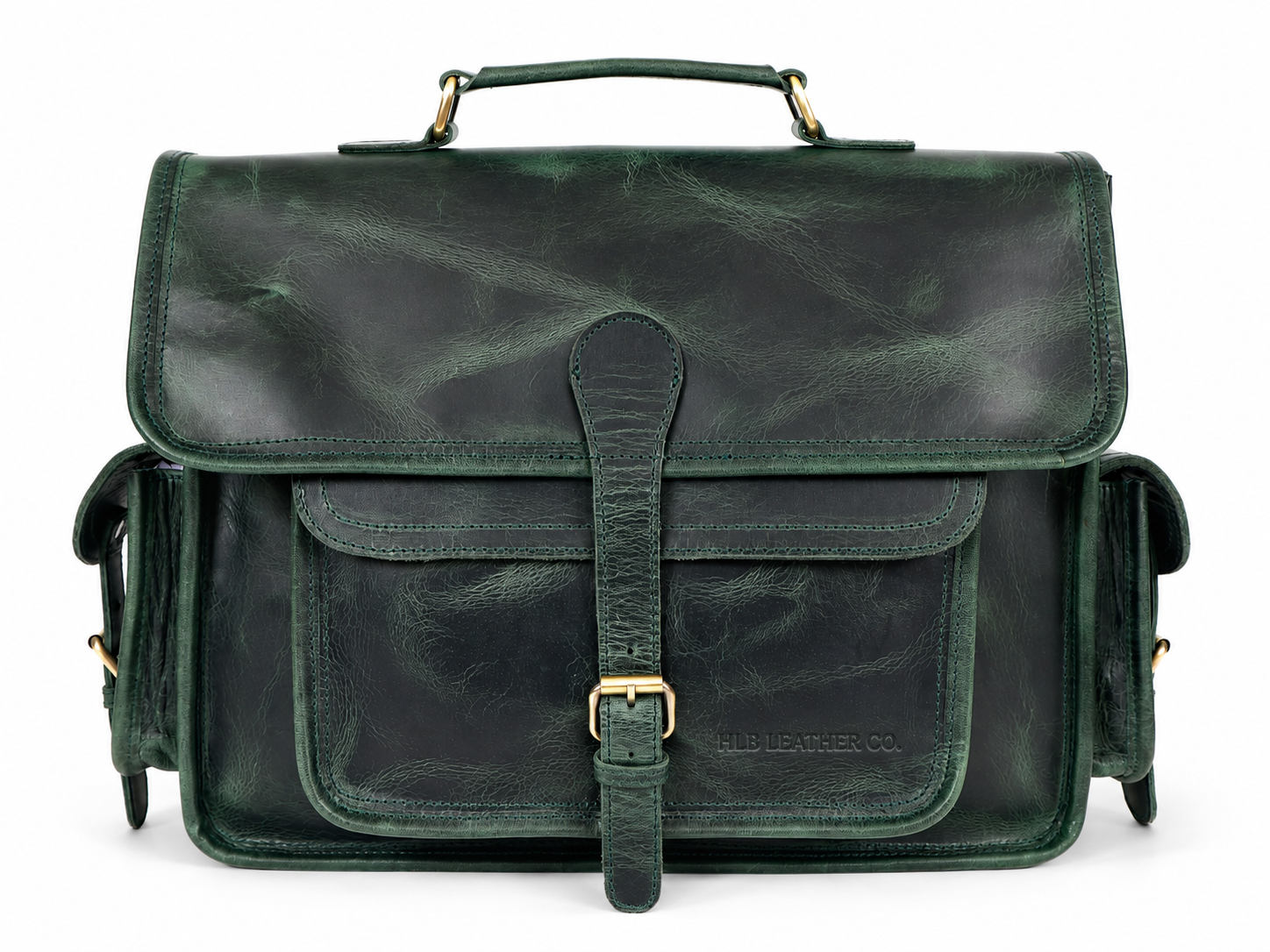 Ember Green Full-Grain Buffalo Leather Messenger Bag – Men's Work & Travel Satchel