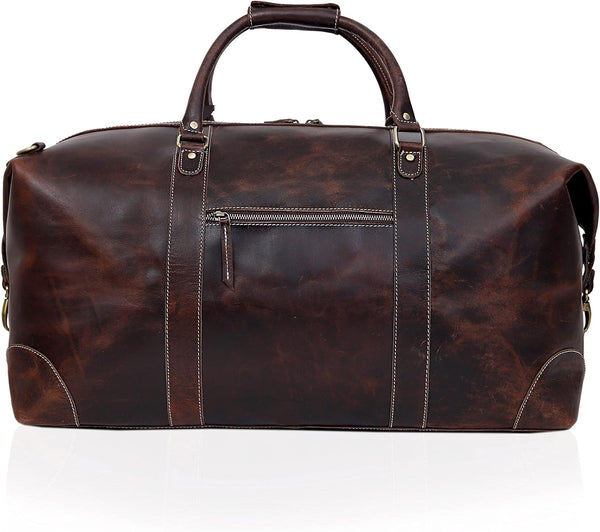 The Voyager Buffalo Leather Travel Duffel - Retro Brown