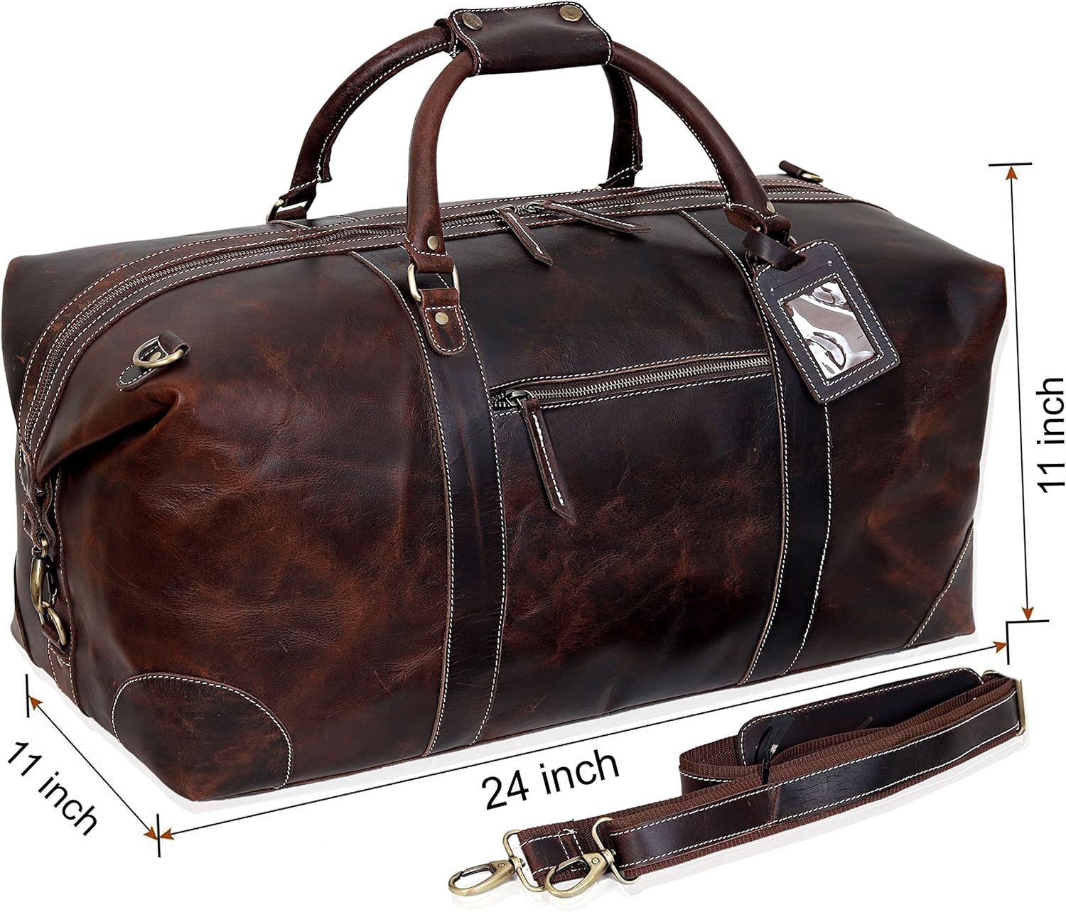The Voyager Buffalo Leather Travel Duffel - Retro Brown