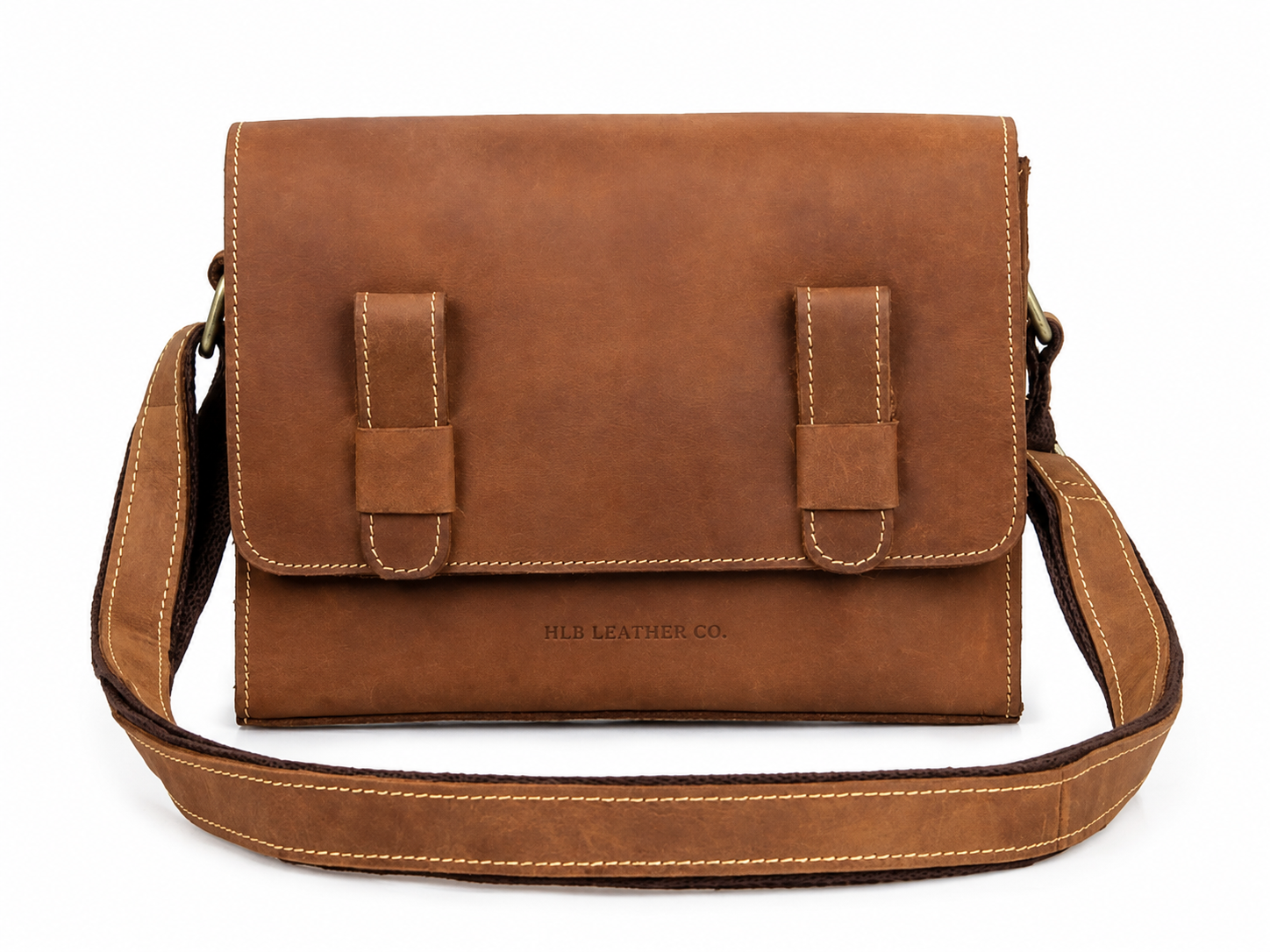 European Style Minimalist Full-Grain Leather Messenger Bag