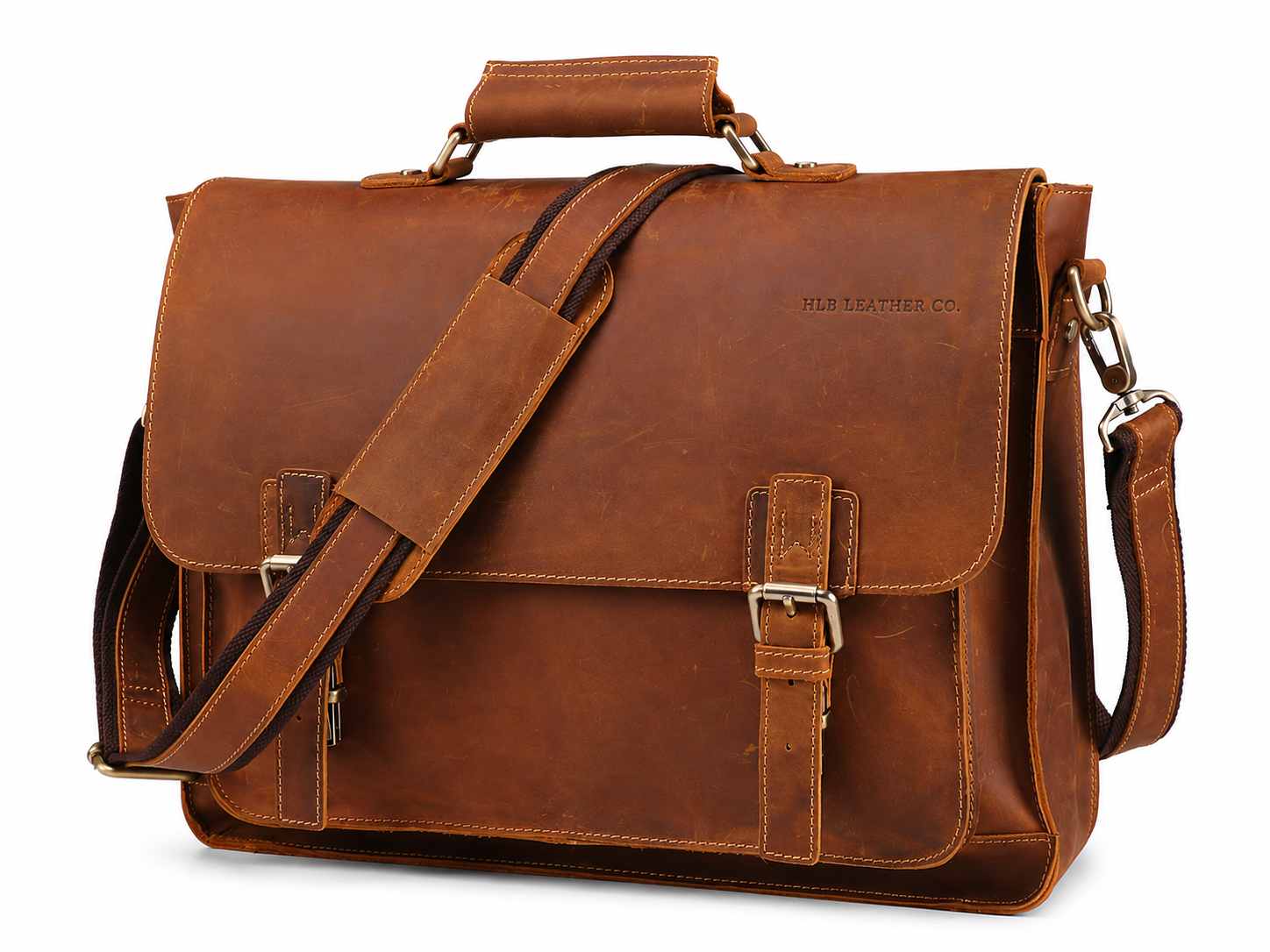 Full-Grain Leather Everyday Laptop Briefcase