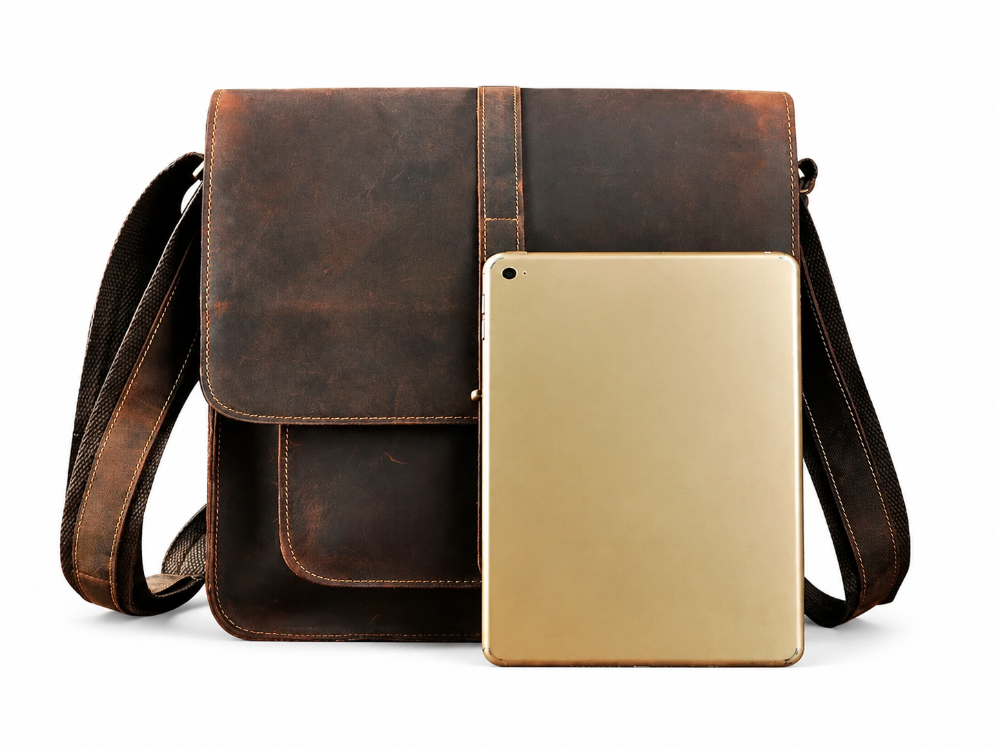 Brian Full-Grain Buffalo Leather Messenger Bag – Compact iPad & Everyday Satchel