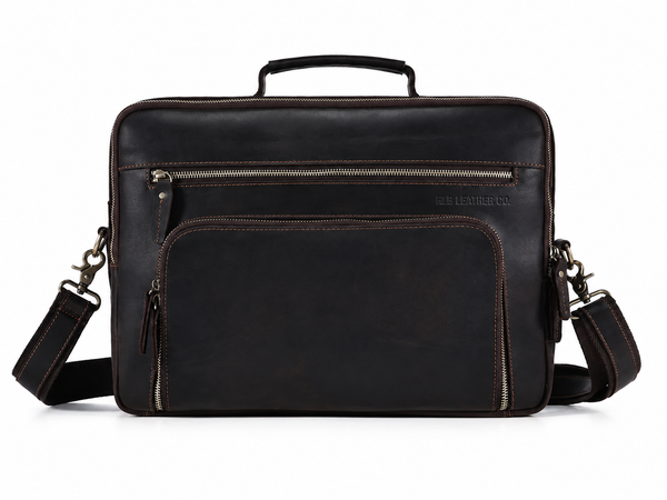 Full-Grain Leather Business Travel Messenger Briefcase
