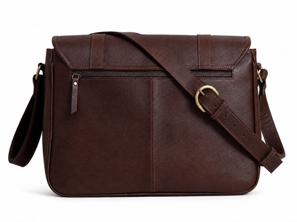 Brown Buffalo Leather Messenger Bag for Work