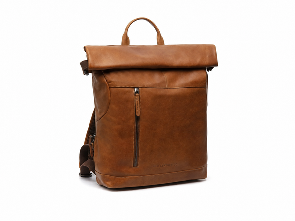 Leather Roll-top Backpack Cognac Liverpool
