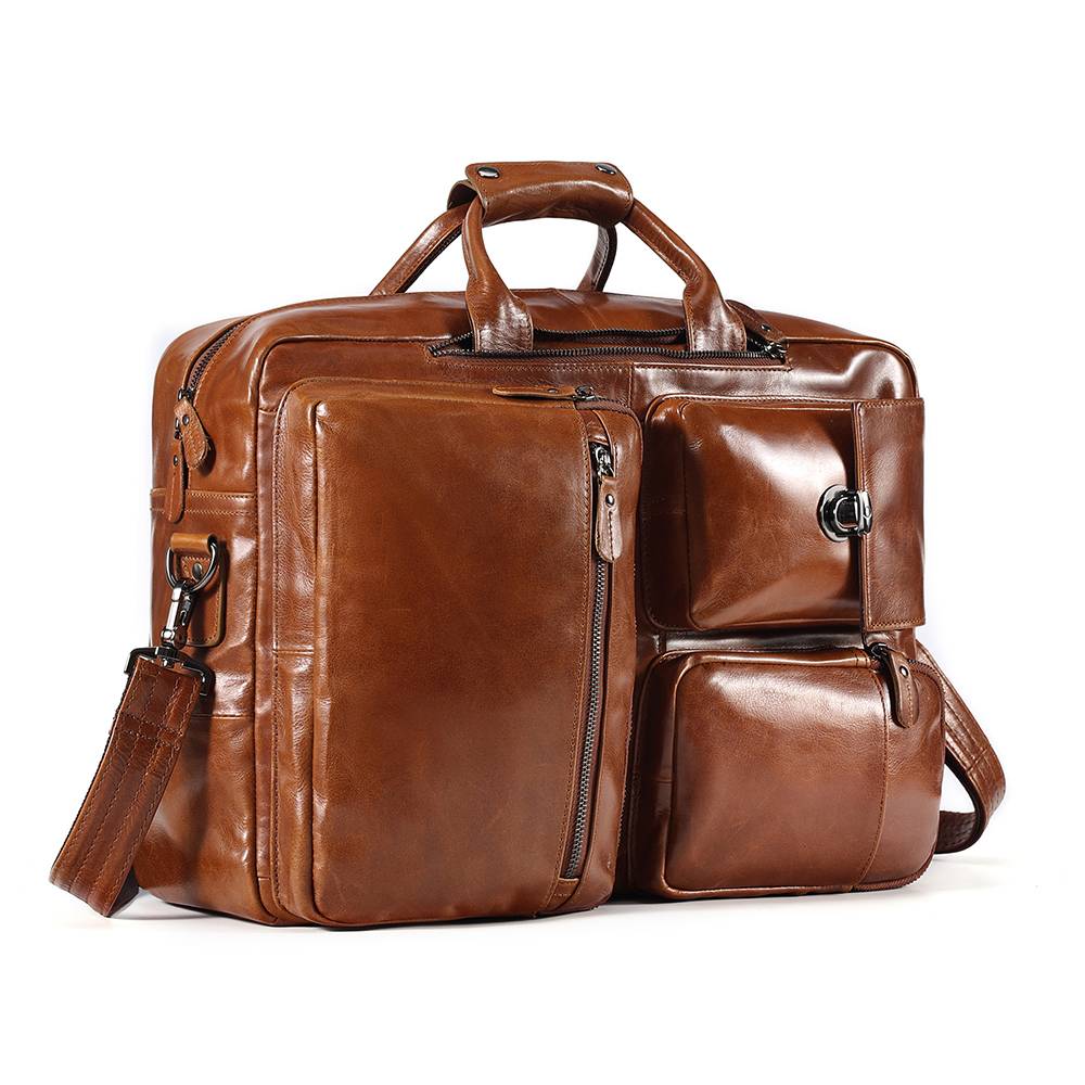 Leather Convertible Laptop Briefcase Backpack