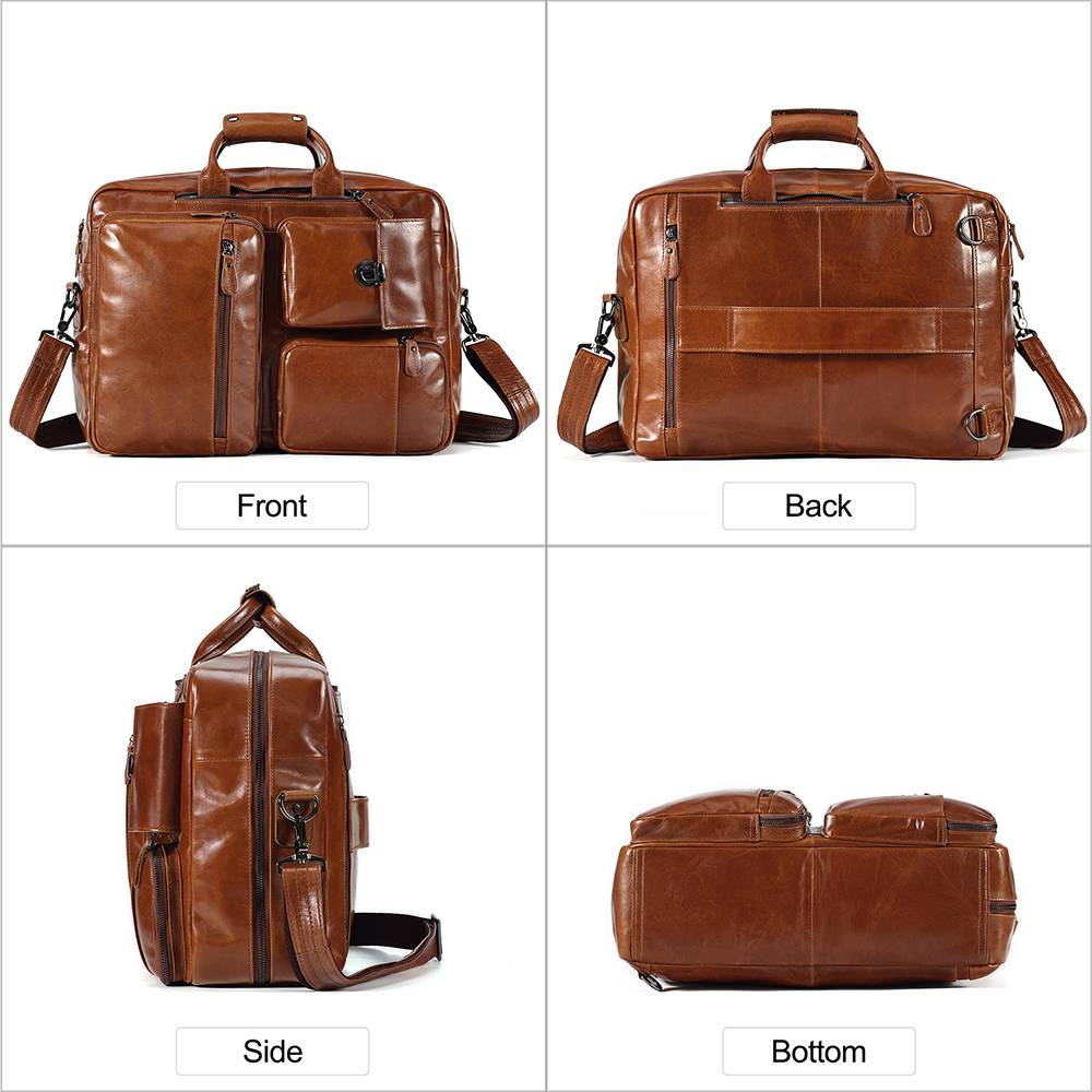 Leather Convertible Laptop Briefcase Backpack