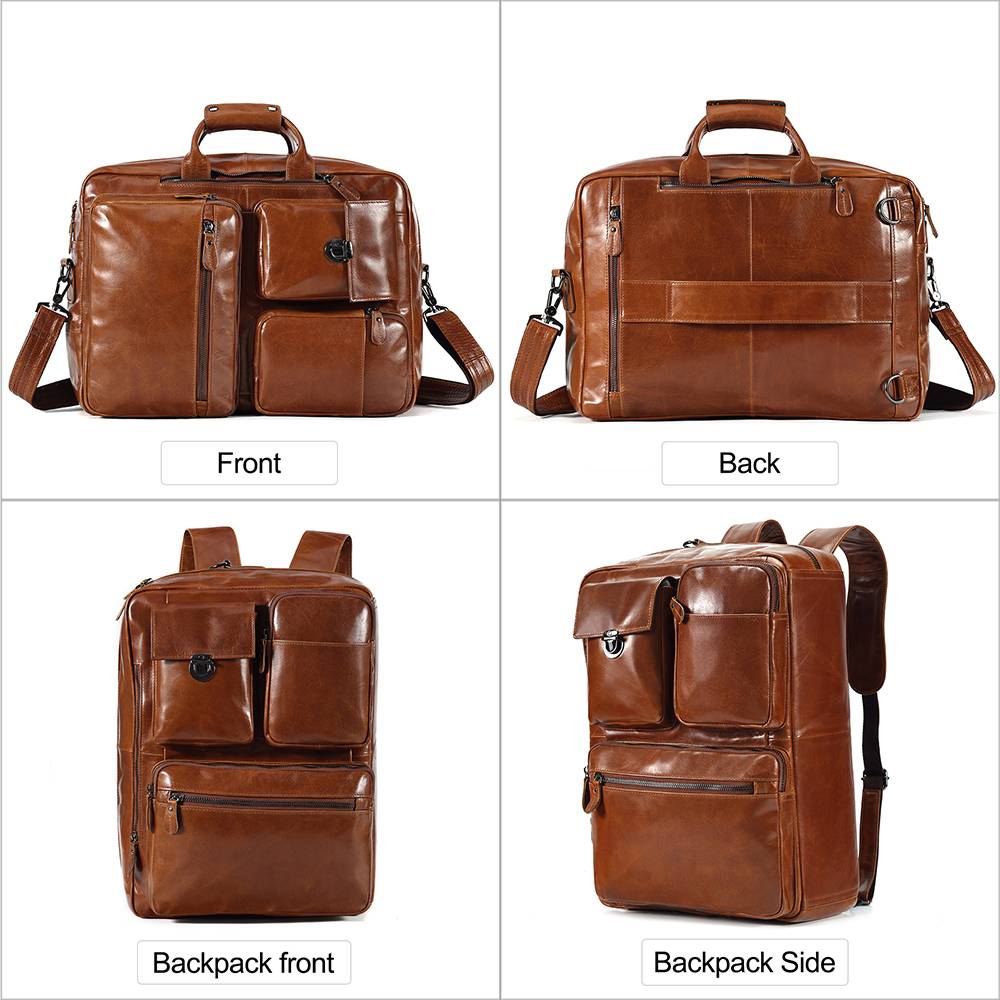 Leather Convertible Laptop Briefcase Backpack