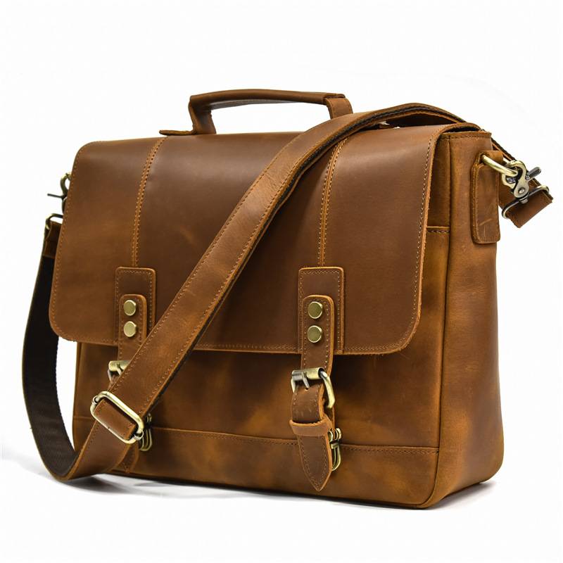 Classic Handcrafted Leather Briefcase Messenger Bag