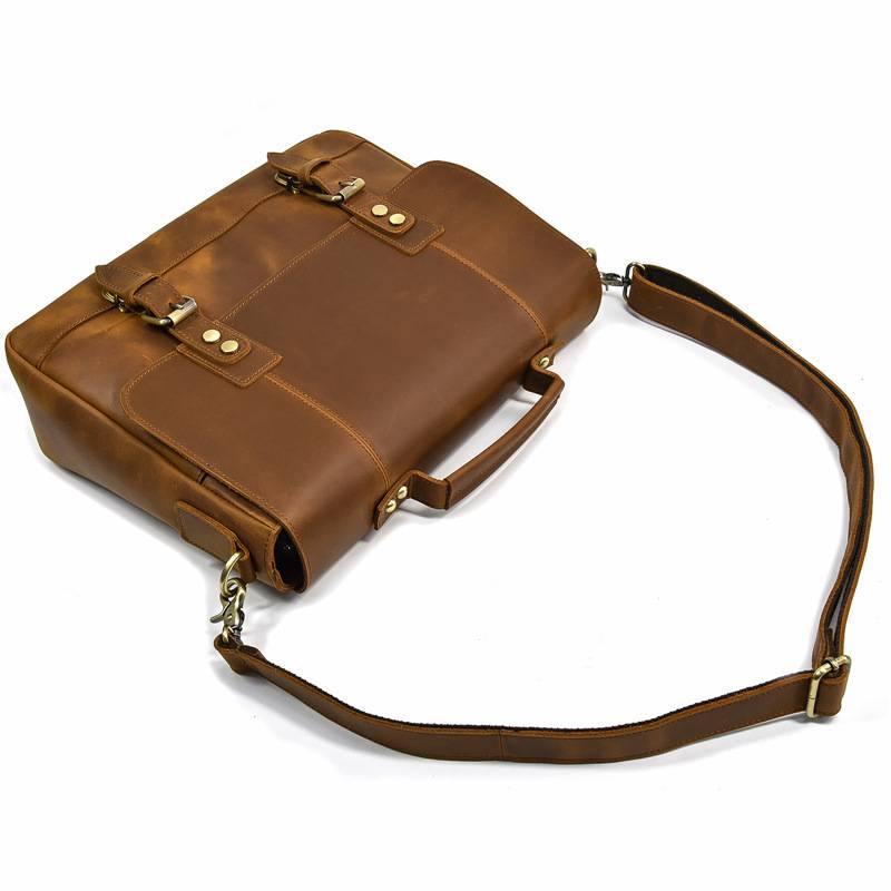 Classic Handcrafted Leather Briefcase Messenger Bag