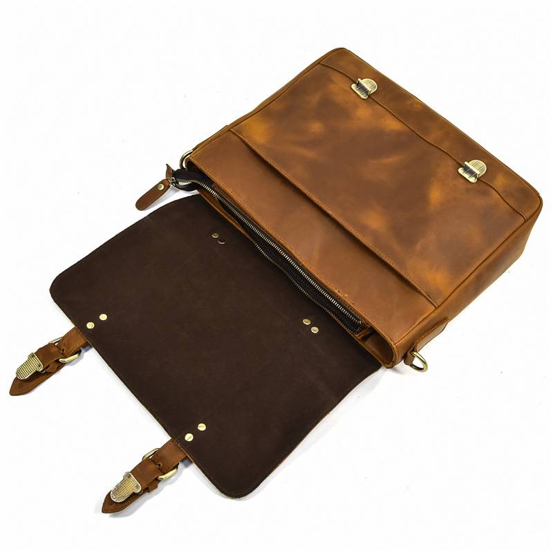 Classic Handcrafted Leather Briefcase Messenger Bag