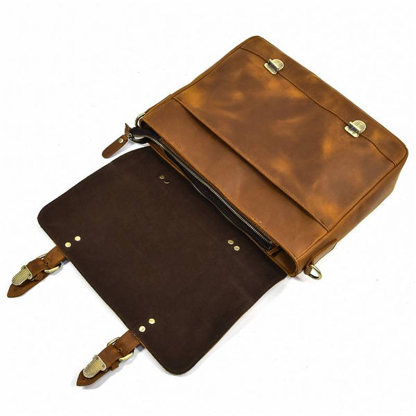Classic Handcrafted Leather Briefcase Messenger Bag