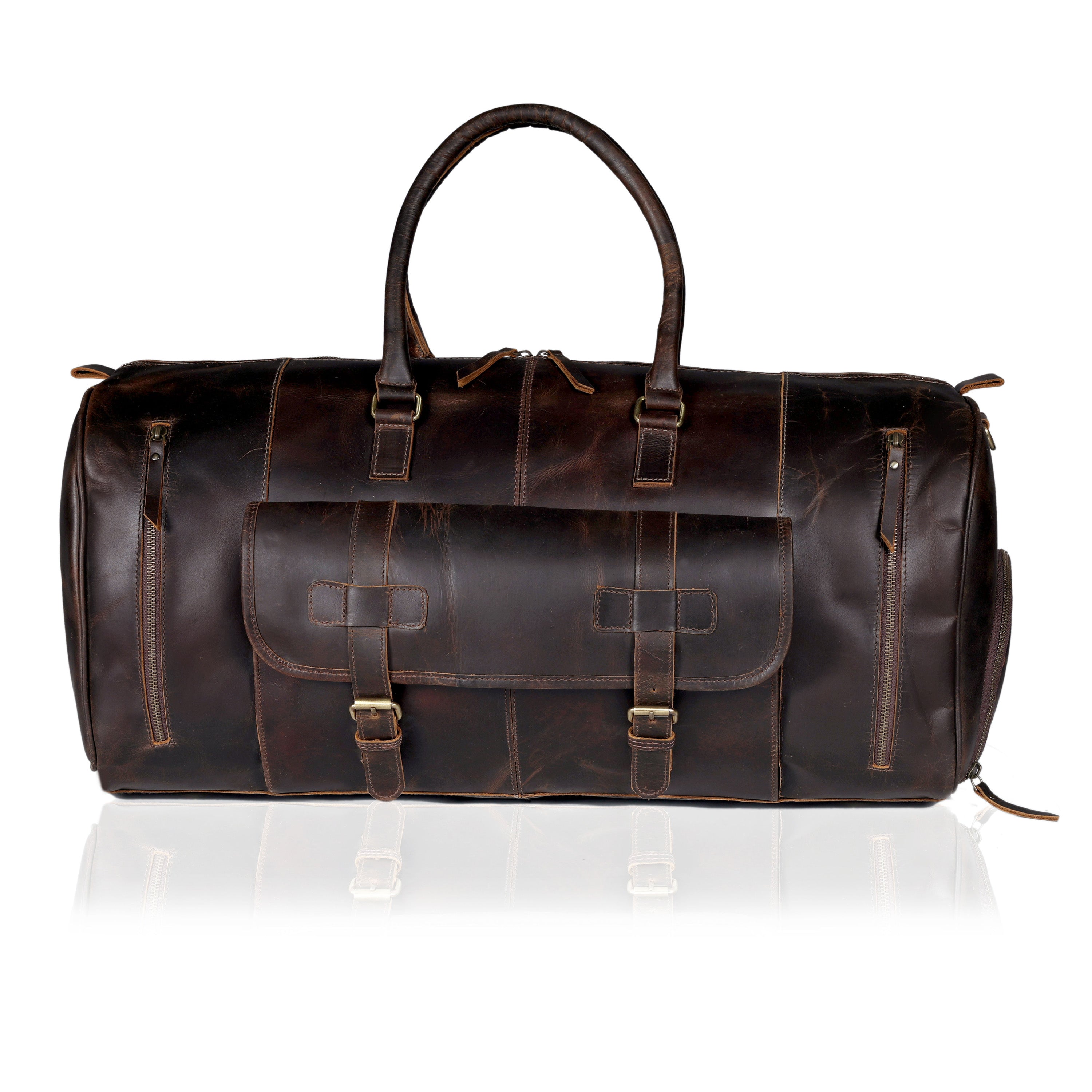 Denali Brown Shoe Leather Duffle Bag for Men