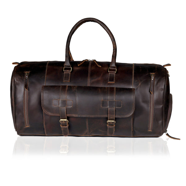 Denali Brown Shoe Leather Duffle Bag for Men
