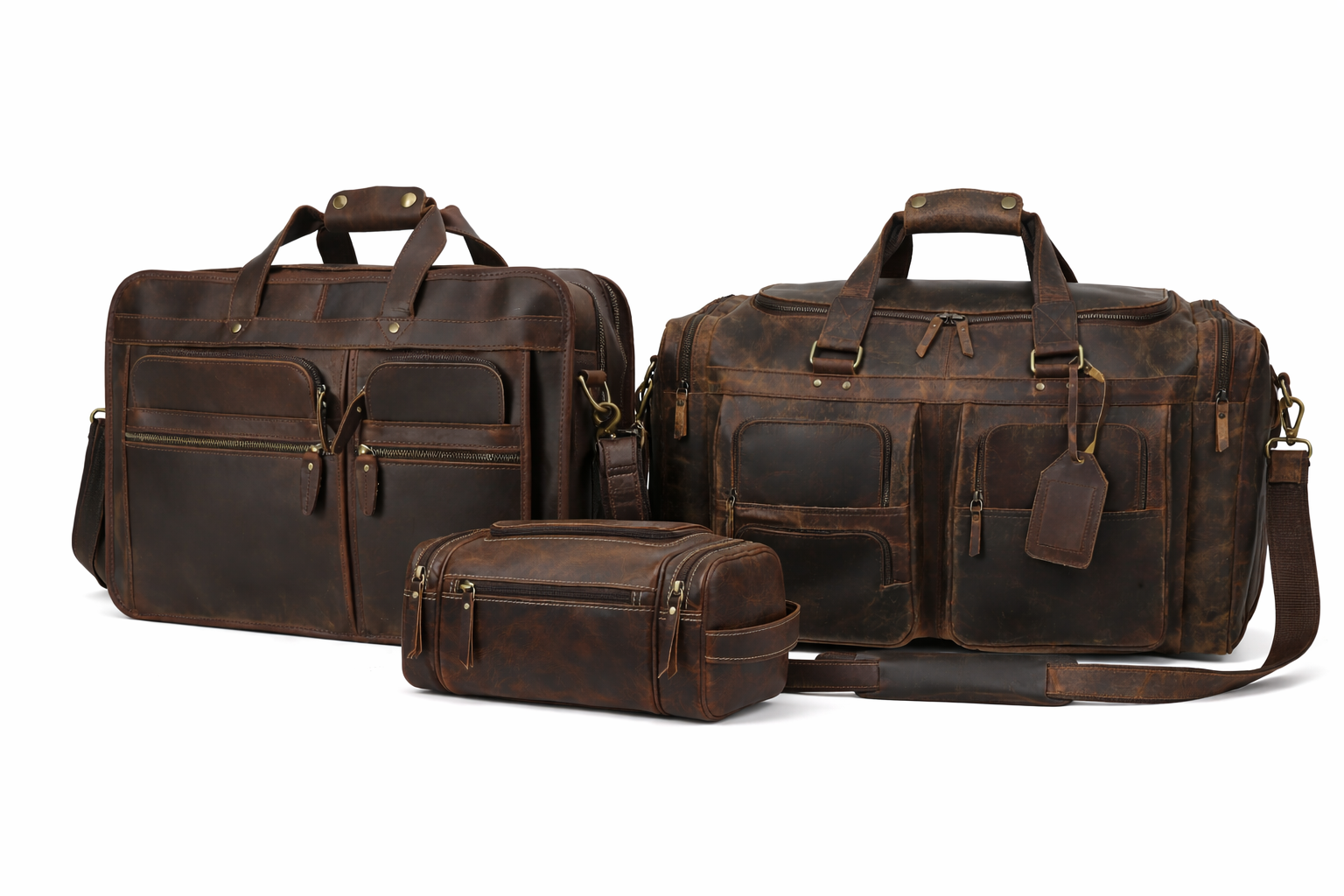 Premium Brown Leather Travel & Work Combo Set
