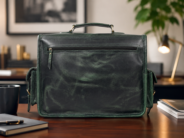 Ember Green Full-Grain Buffalo Leather Messenger Bag – Men's Work & Travel Satchel