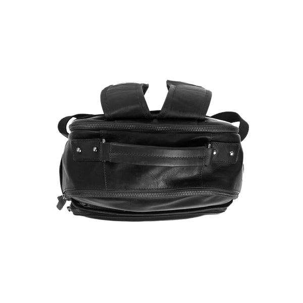 Leather Laptop Backpack Black Austin