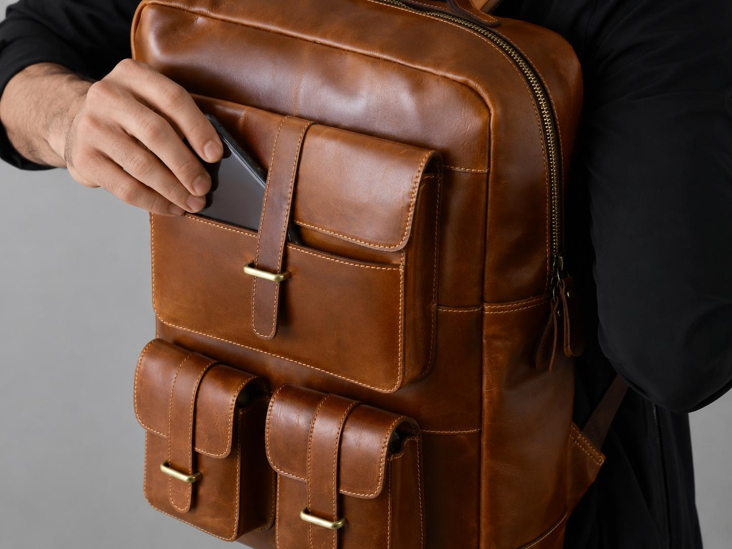 Tan Portland Laptop Backpack