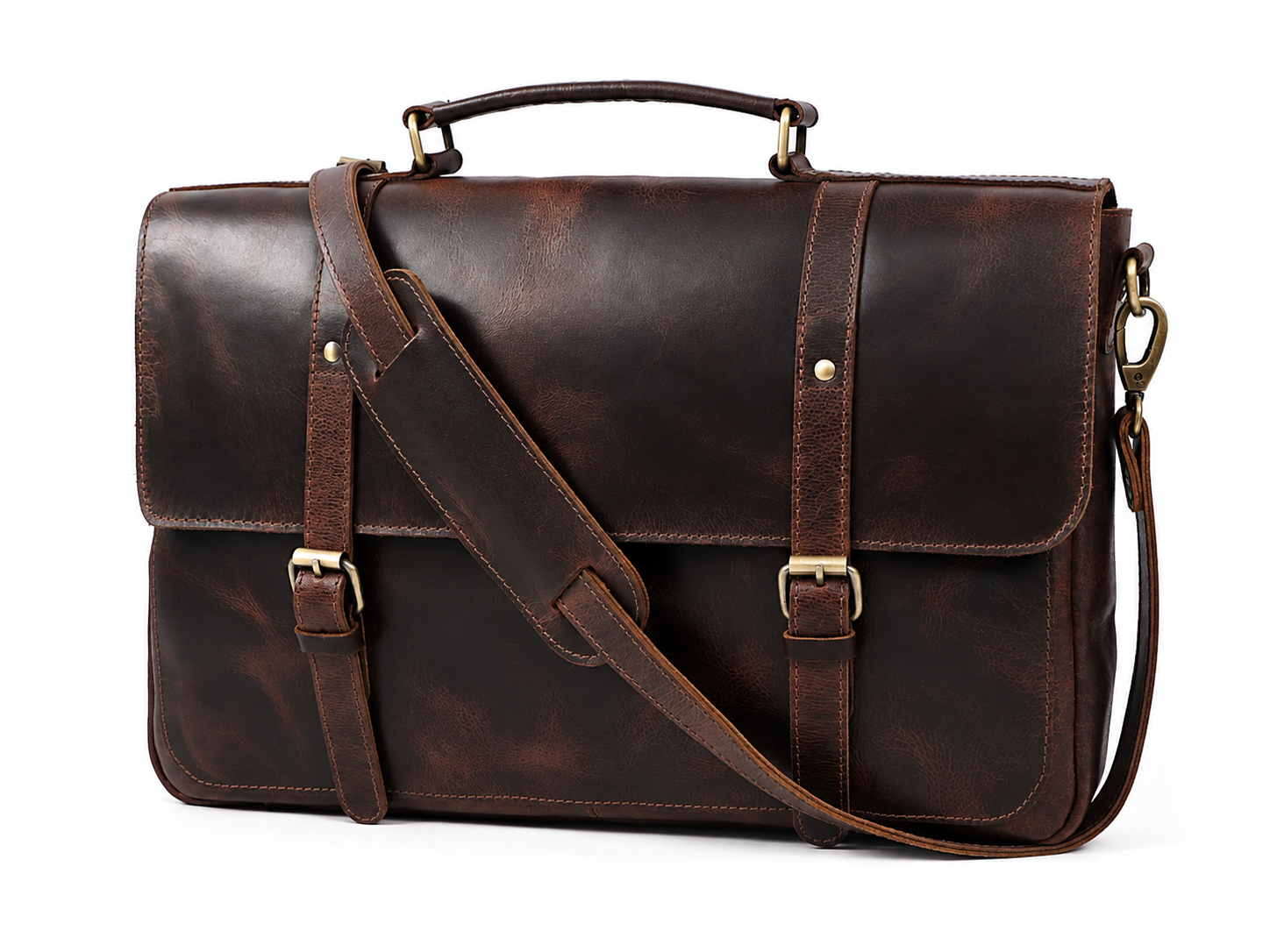 Full-Grain Buffalo Leather Messenger Bag