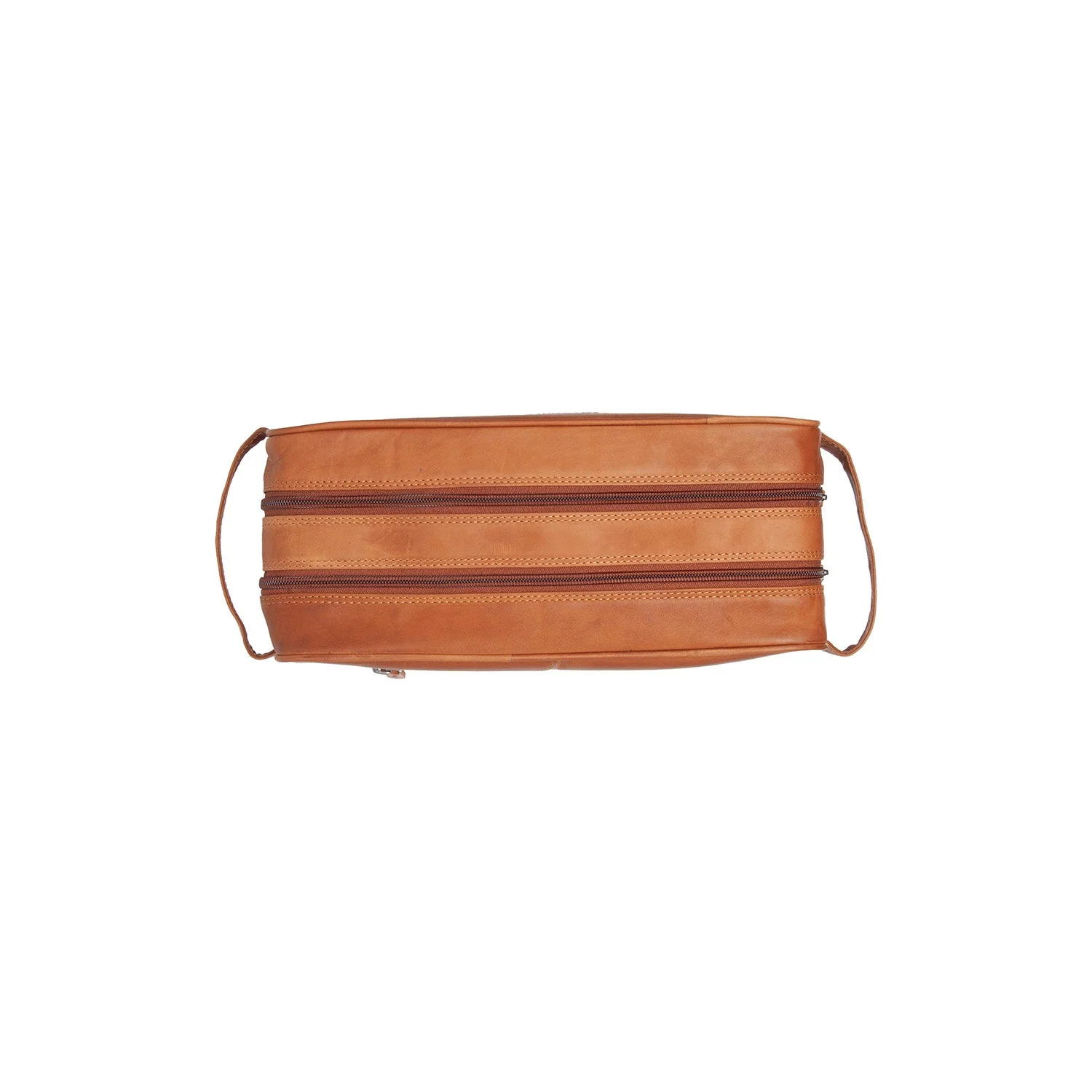 Large Cognac Leather Toiletry Bag – Full Grain Waxed Travel Organizer