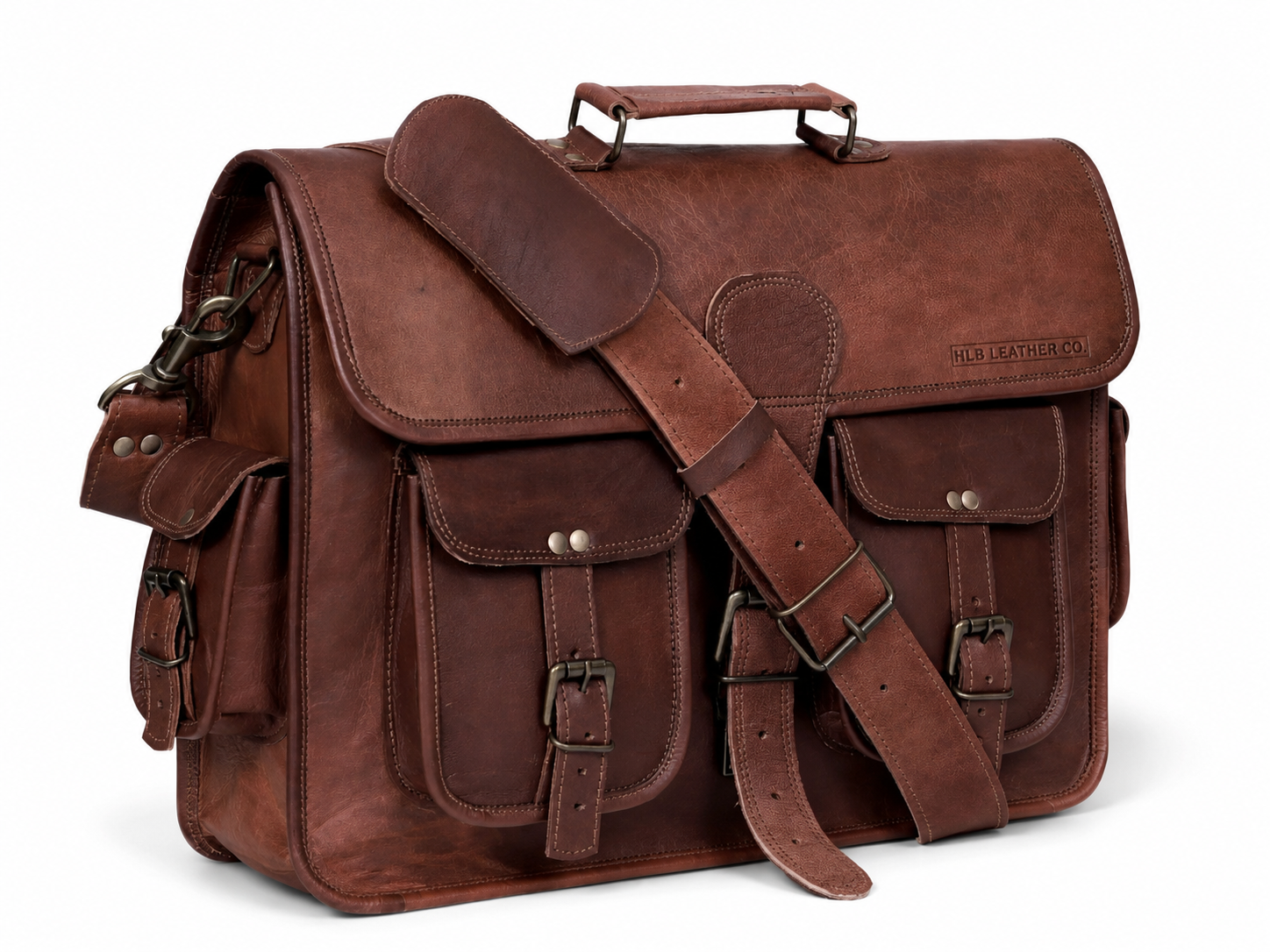 Full-Grain Leather Laptop Messenger Bag