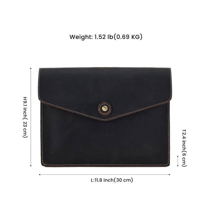 Dark Brown Full-Grain Leather Crossbody Satchel – Envelope Clutch & iPad Mini Bag
