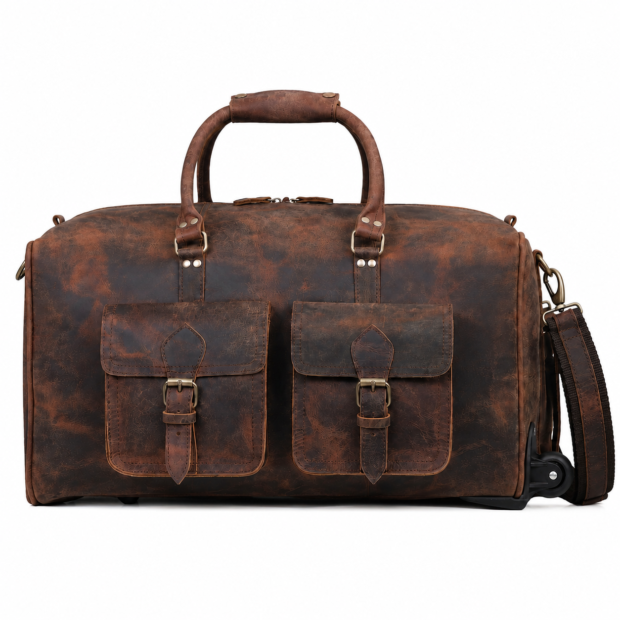 Wheely Leather Duffle Bag With Wheels