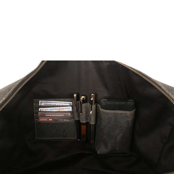 Leather 24-Inch Duffel Bag with Shoe Compartment - Full Grain Travel, Sports, Gym, and Weekend Bag