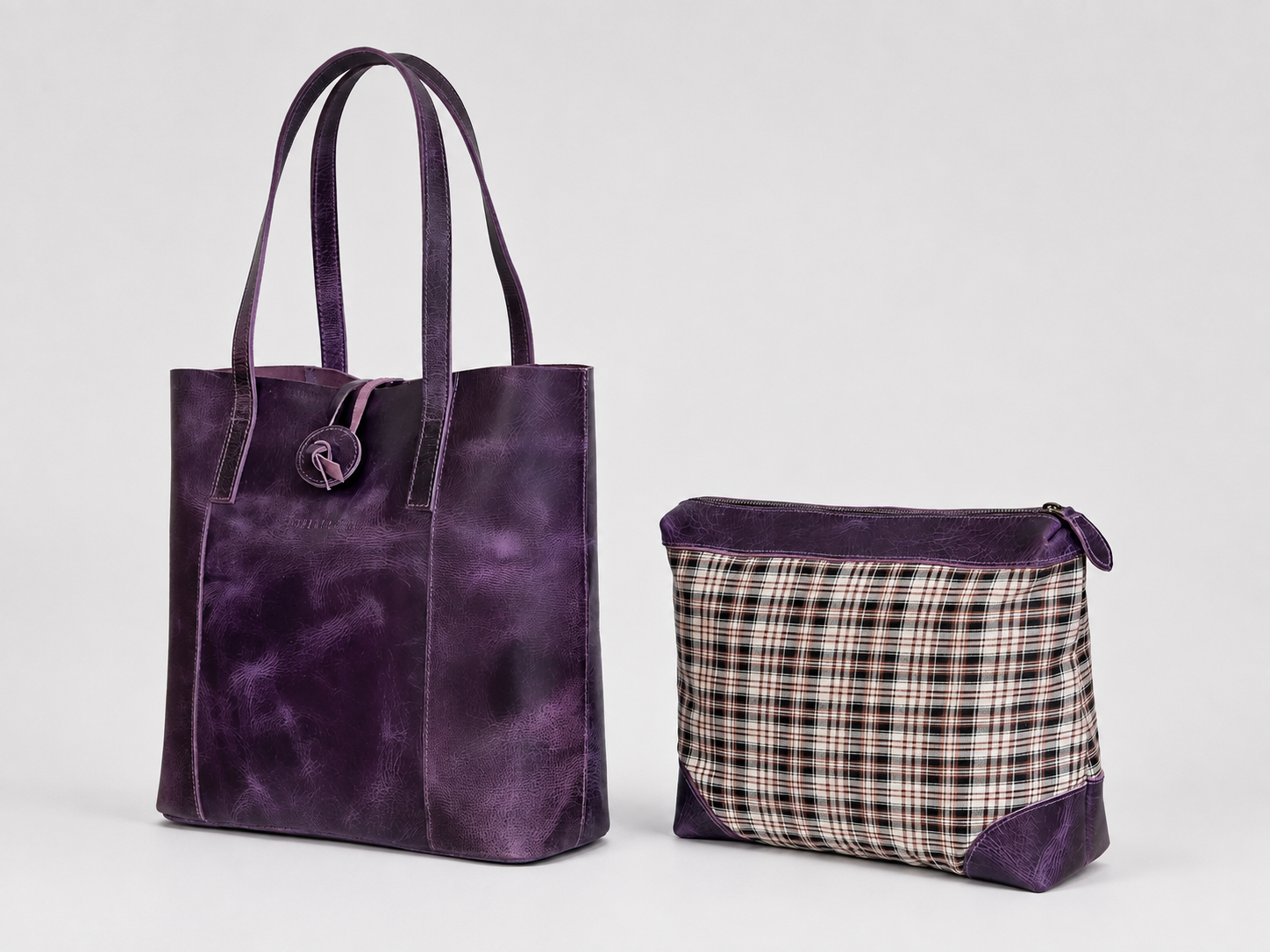 HLB Alaska Leather Tote Bag - Purple