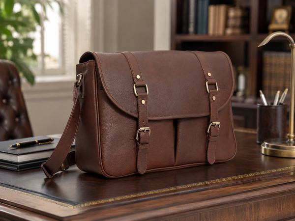 Vintage Buffalo Leather Messenger Bag