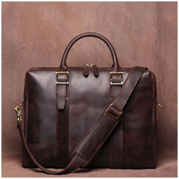 Crazy Horse Leather Messenger Laptop Bag