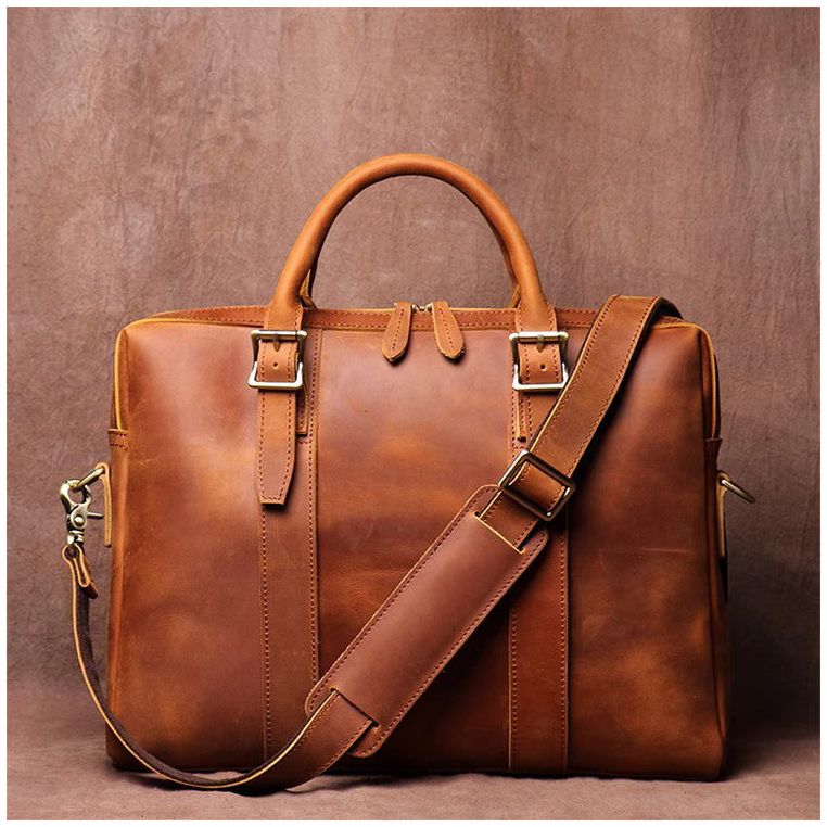 Crazy Horse Leather Messenger Laptop Bag