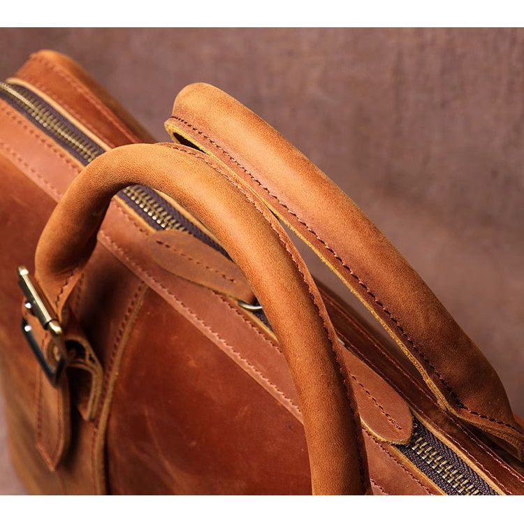 Crazy Horse Leather Messenger Laptop Bag