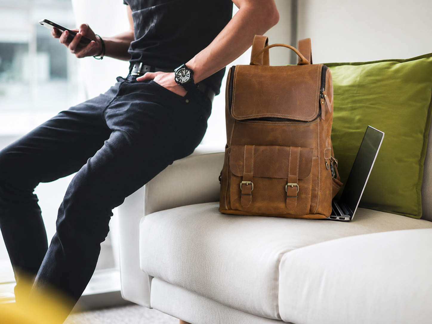 DLC Buffalo Leather Backpack - Tan